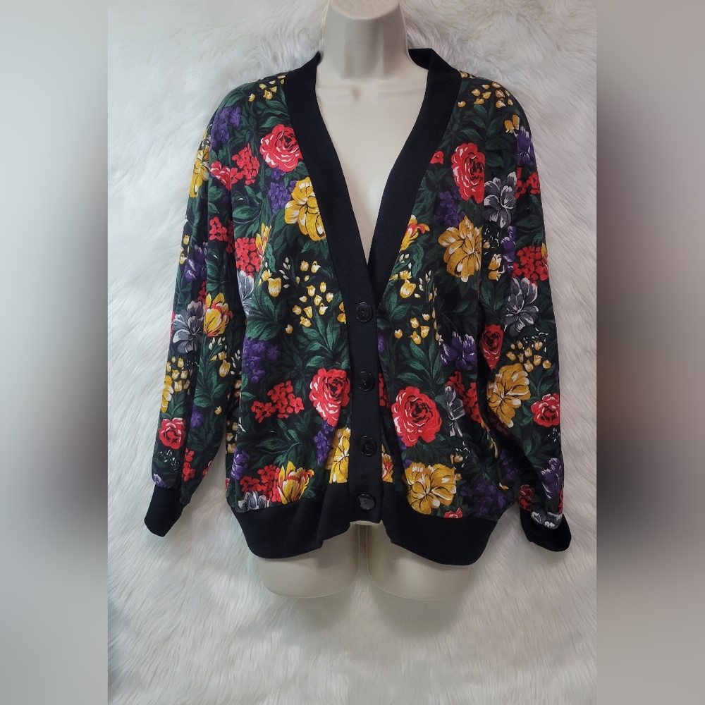 CUTE Vintage 80s FLORAL Cardigan BLAIR Grunge Dolly Riot Grrrl Goth Cottagecore